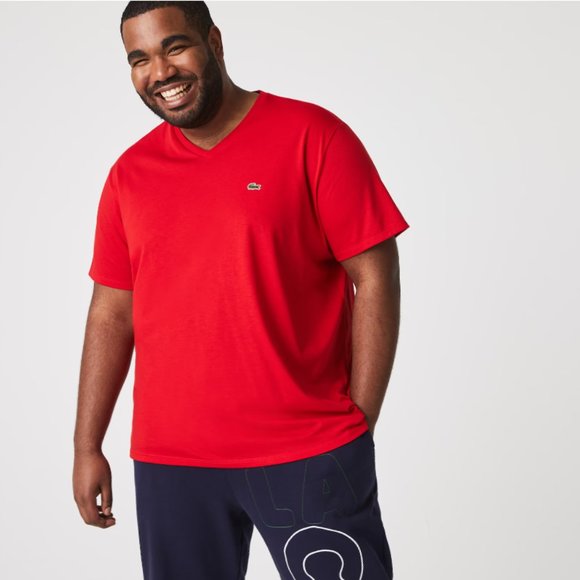 Lacoste ~ Men’s Red Classic V Neck Soft Cotton Jersey T-Shirt in size 8 (3XL) - Picture 10 of 13